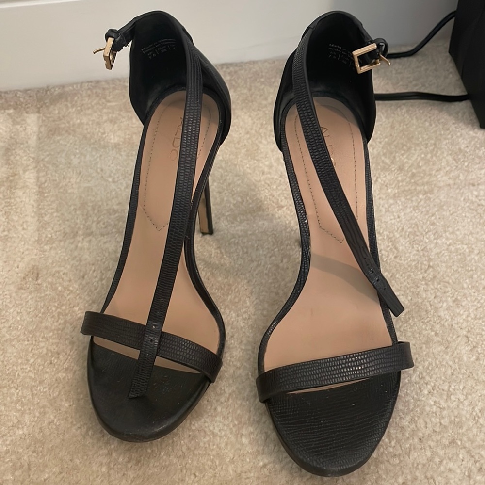 Aldo black strappy heels